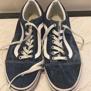 Blue jean vans low top sneakers